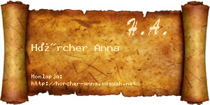Hörcher Anna névjegykártya