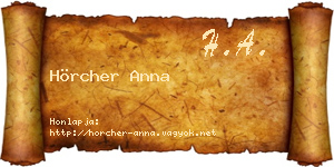 Hörcher Anna névjegykártya